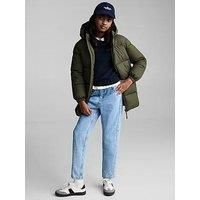 Mango Girls Longer Line Padded Coat - Khaki