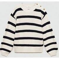 Mango Girls Striped Knitted Jumper - White