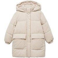 Mango Girls Longline Padded Coat - Beige