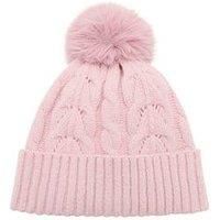 Mango Girls Cable Knitted Hat - Pink