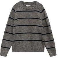 Mango Boys Striped Knitted Jumper - Dark Grey