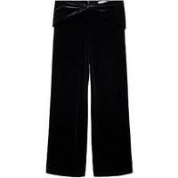 Mango Girls Bow Velour Trousers - Black