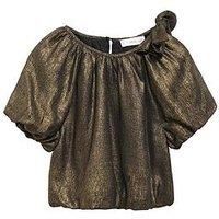 Mango Girls Metallic Bow Blouse - Gold
