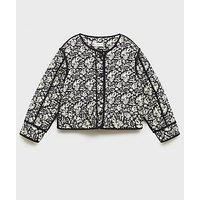 Mango Girls Printed Jacket - Black