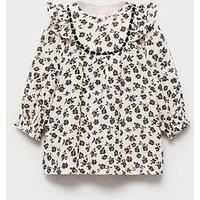 Mango Younger Girls Floral Long Sleeved Dress - Cream