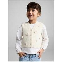 Mango Younger Girls Crochet Floral Knitted Tank Top - Cream
