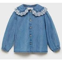 Mango Younger Girls Chambray Long Sleeve Blouse - Blue