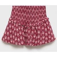 Mango Girls Shirred Bombai Printed Co-Ord Skirt - Red