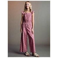 Mango Girls Printed Jumpsuit - Red