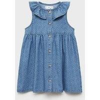 Mango Girls Floral Denim Dress - Blue