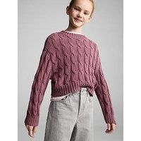Mango Girls Cable Knitted Jumper - Dark Pink