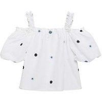 Mango Girls Woven Cold Shoulder Blouse - White