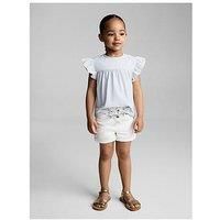 Mango Younger Girls Broderie Cap Sleeve T-Shirt - Blue