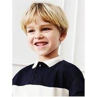 Mango Younger Boys Block Stripe Short Sleeve Polo - Navy