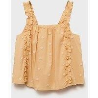 Mango Girls Frill Embroidered Co-Ord Top - Yellow