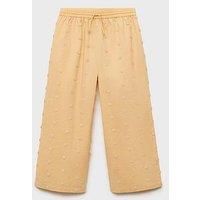 Mango Girls Embroidered Co-Ord Trousers - Yellow