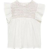 Mango Younger Girls Embroidered Frill Blouse - White