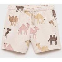 Mango Younger Boys Camel Print Co-Ord Shorts - Beige