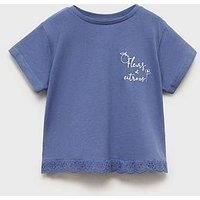 Mango Younger Girls Frill Hem Short Sleeve Tshirt - Blue