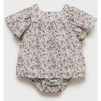 Mango Baby Girls Floral Printed Dress & Knickers - Pink