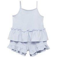 Mango Younger Girls Frill Strappy Shortie Pyjamas - Blue