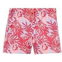 Mango Younger Boys Leaf Print Swimshorts - Pink