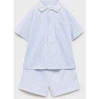 Mango Younger Boys Stripe Button Through Shorty Pyjamas - Blue