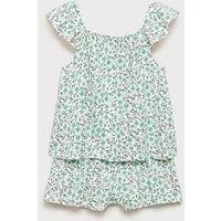 Mango Girls Floral Shortie Pyjamas - Green