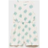Mango Girls Cut Out Printed Playsuit - White