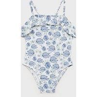 Mango Younger Girls Sea Theme Swimsuit - White