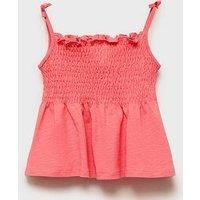 Mango Younger Girls Shirred Strappy Co-Ord Top - Pink