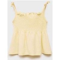 Mango Younger Girls Shirred Strappy Co-Ord Top - Light Yellow