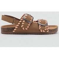 Mango Girls Double Buckle Suedette Sandals - Brown