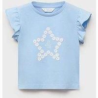 Mango Younger Girls Star Short Sleeve T-Shirt - Light Blue