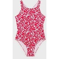 Mango Girls Cross Back Printed Swimsuit - Red