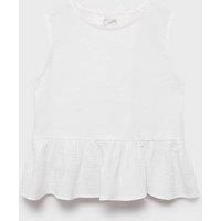 Mango Girls Jersey Tie Back Peplum Top - Light Cream