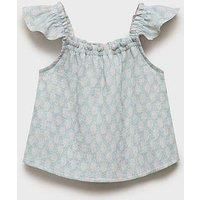 Mango Younger Girls Co-Ord Button Through Blouse - Aqua