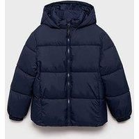 Mango Boys Hooded Padded Coat - Navy