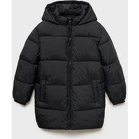 Mango Boys Longline Padded Coat - Black