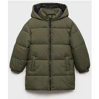Mango Boys Longline Padded Coat - Khaki