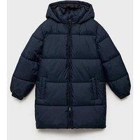 Mango Boys Longline Padded Coat - Navy
