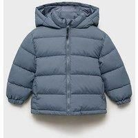 Mango Younger Boys Padded Hooded Coat - Blue