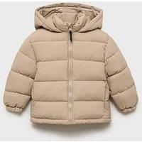 Mango Younger Boys Padded Hooded Coat - Cream