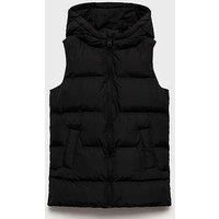 Mango Girls Hooded Gilet - Black