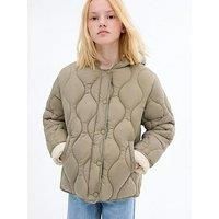 Mango Girls Onion Quilted Coat - Khaki