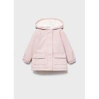 Mango Younger Girls Faux Fur Lined Raincoat - Light Pink