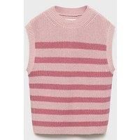 Mango Girls Striped Knitted Vest - Pink