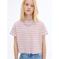 Mango Girls Stripe Short Sleeve T-Shirt - Pink