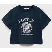 Mango Girls Boston Short Sleeve T-Shirt - Navy