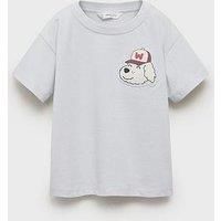 Mango Younger Boys Back Print Dog Short Sleeve T-Shirt - Blue